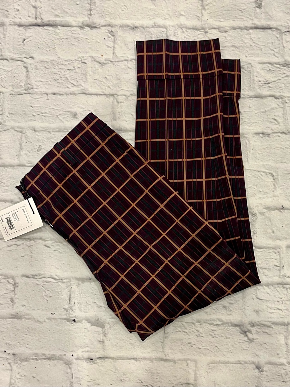 Theory Women's crop Cuff Plaid  Pant